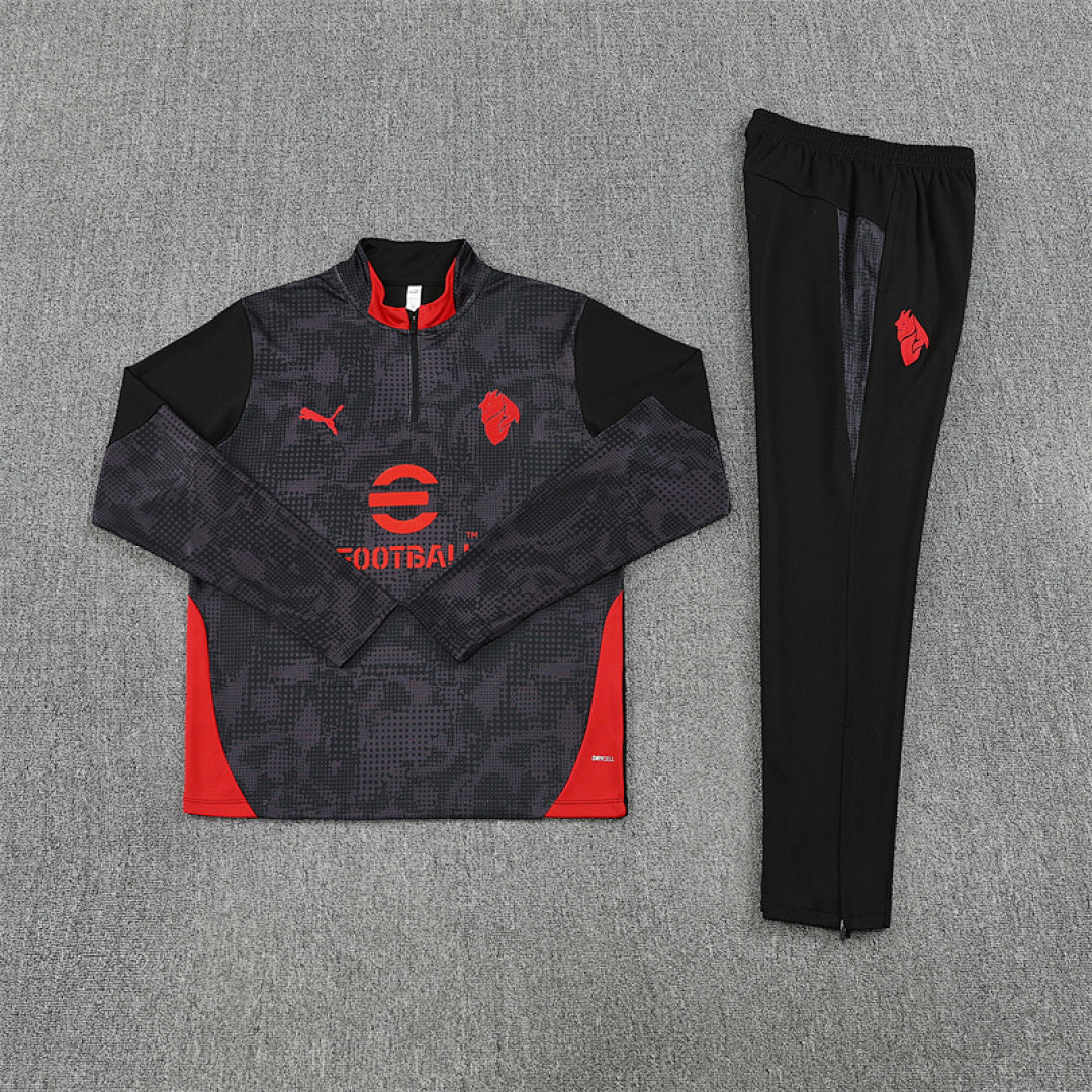 /26 AC Milan Black Half Pull Training Suit (Adults&amp;Kids)7