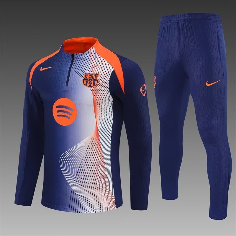 2025/26 Barcelona Blue Orange Half Pull Training Suit S-XXL