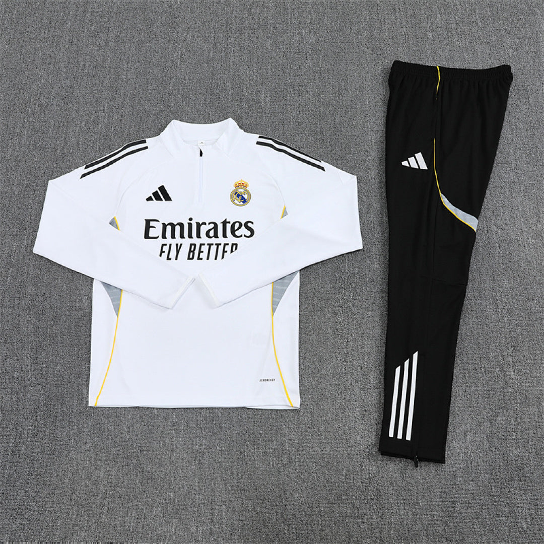 /26 Real Madrid White Half Pull Training Suit (Adults&amp;Kids)7