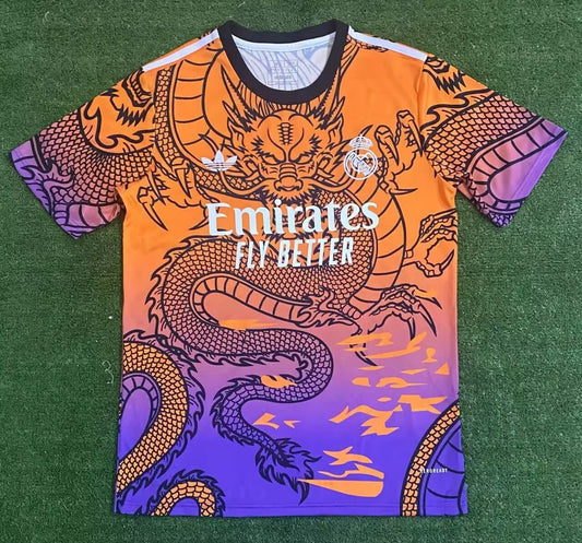 24/25 Real Madrid Dragon Pattern Orange Purple Training Suit S-XXL