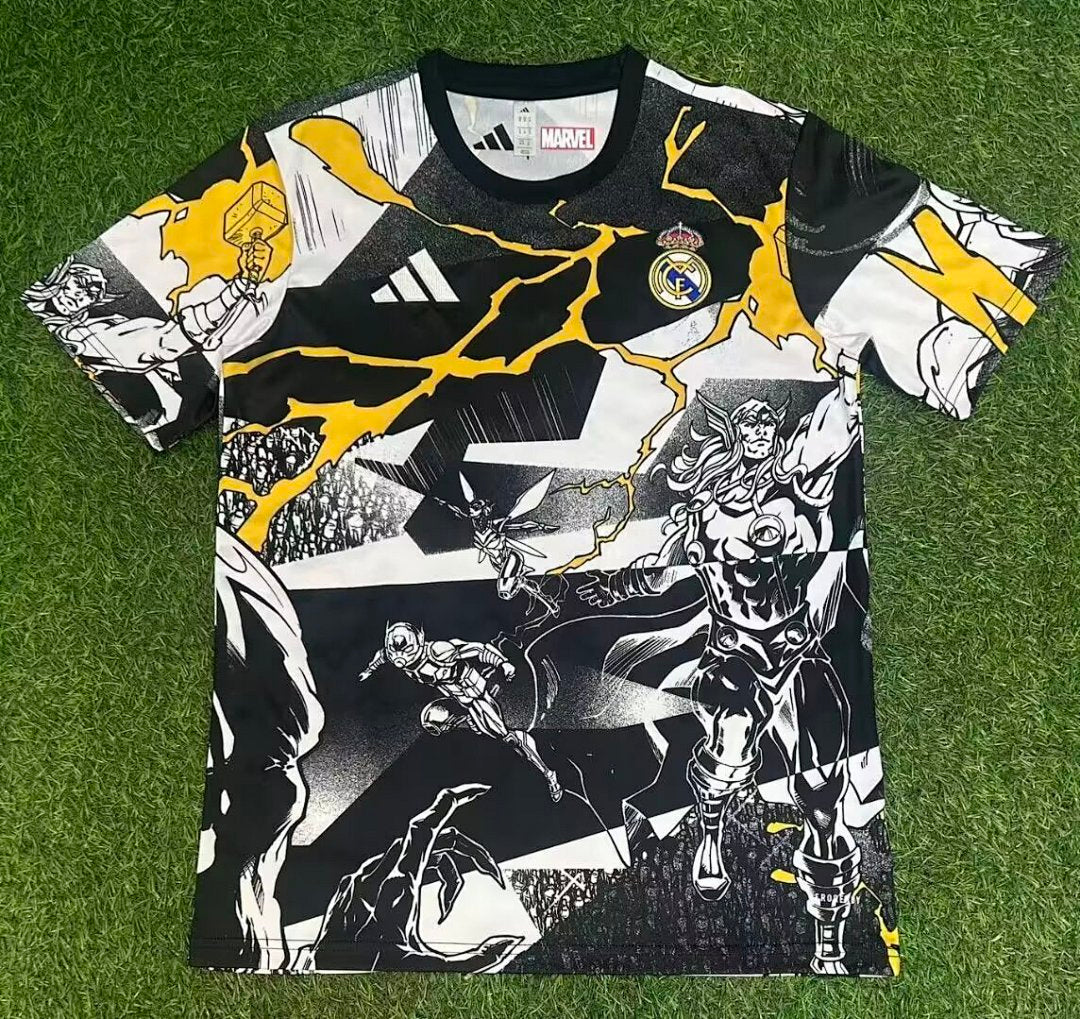 /26 Real Madrid x Marvel Black and White Special Edition S-XXL4
