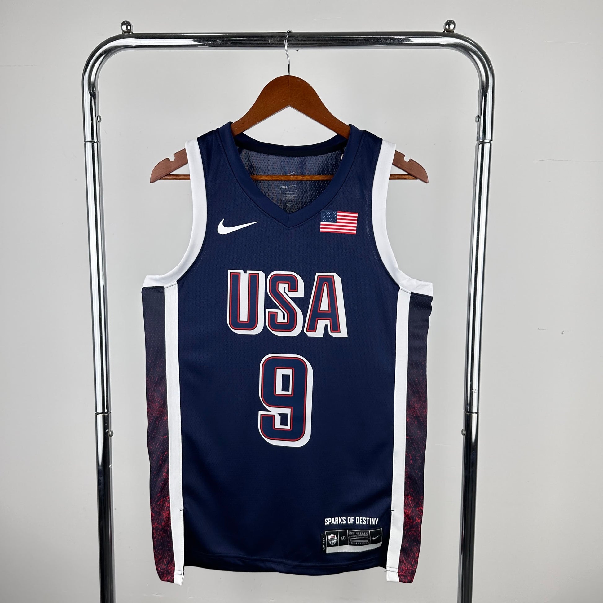 2024 Olympic Games US team navy blue 9 # Haliburton