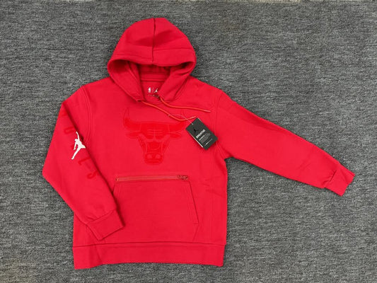 Kids # NBA Bulls Zipper Hoodie Red