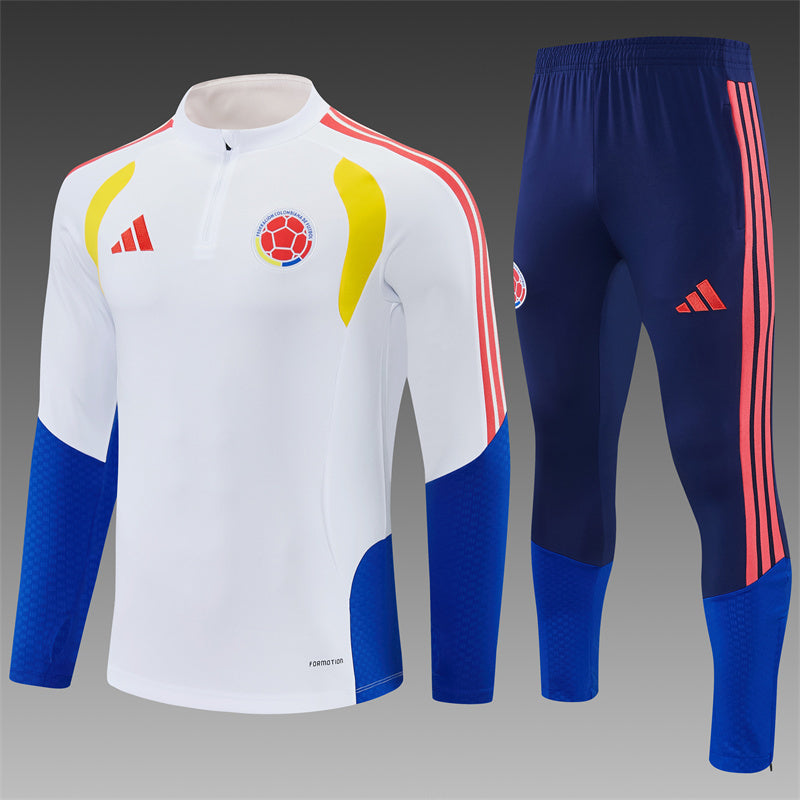 2026/27 Colombia White Half Pull Training Suit Yupoo Soccer Jerseys (Adults&amp;Kids)