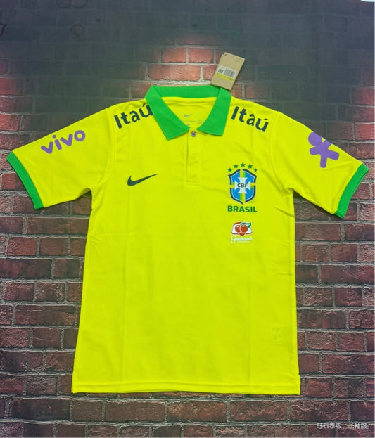 2026/27 Brazil Polo T-shirt Yellow Yupoo Soccer Jerseys S-XXL