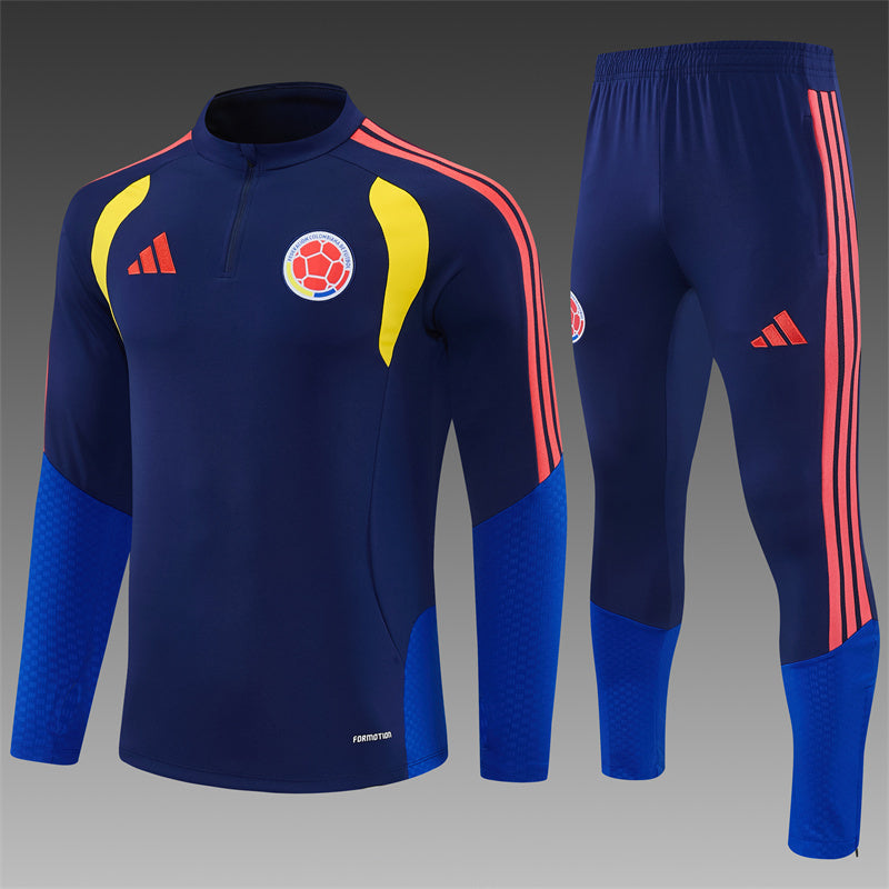 2026/27 Colombia Royal Blue Half Pull Training Suit Yupoo Soccer Jerseys (Adults&amp;Kids)