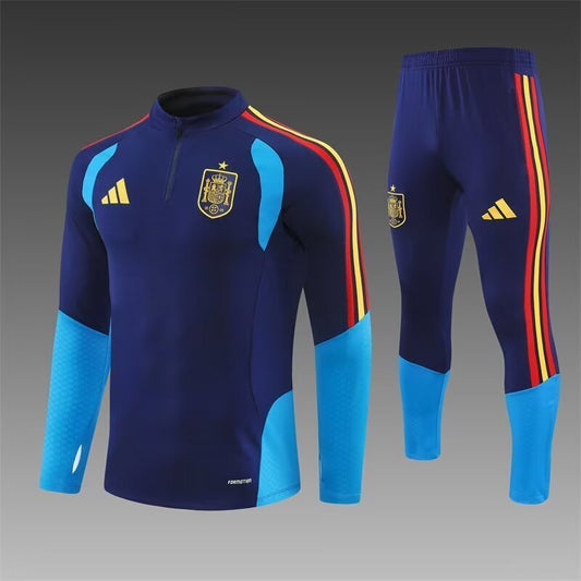 2026/27 Spain Royal Blue Half Pull Training Suit Yupoo Soccer Jerseys (Adults&amp;Kids)
