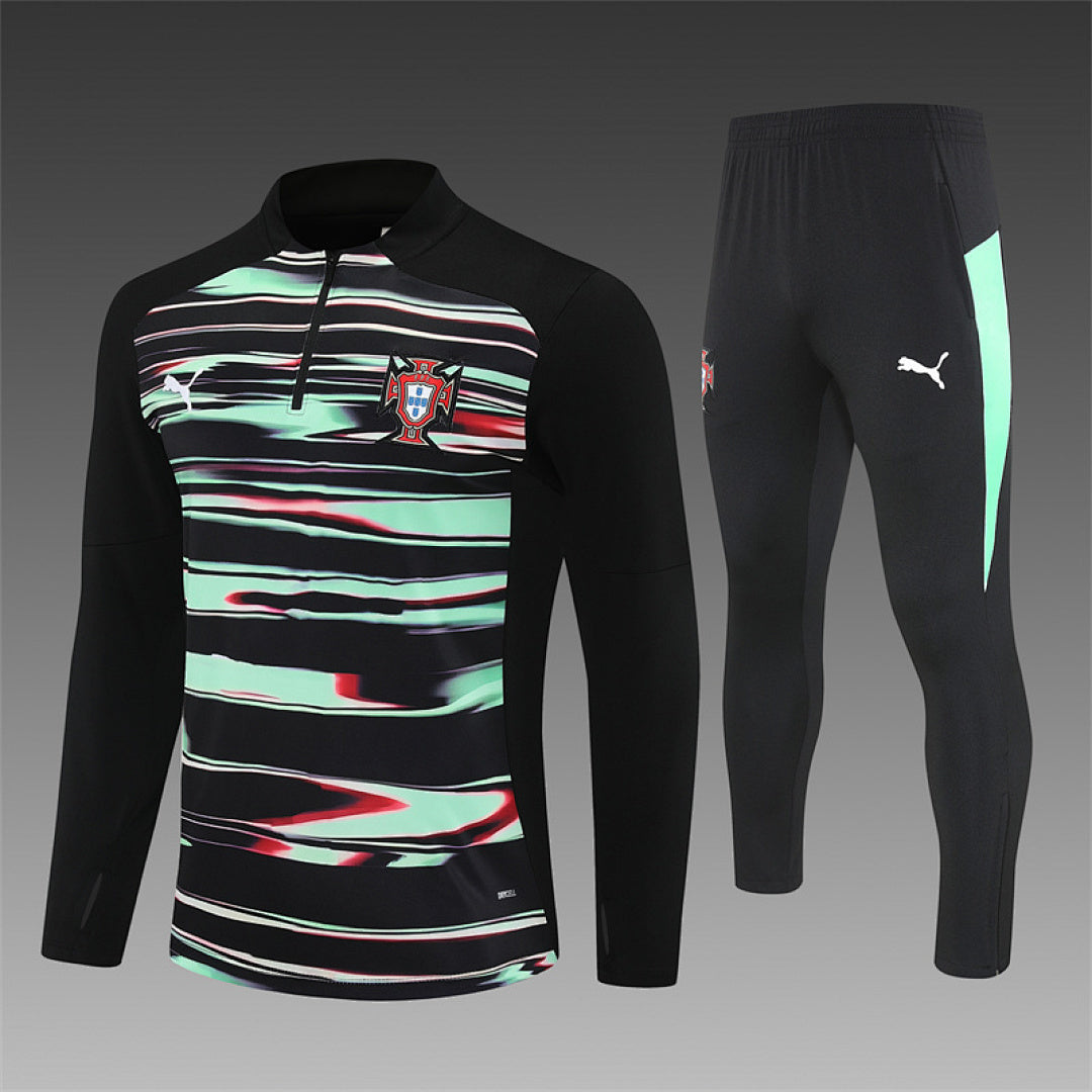 /26 Portugal Green Black Half Pull Training Suit (Adults&amp;Kids)7