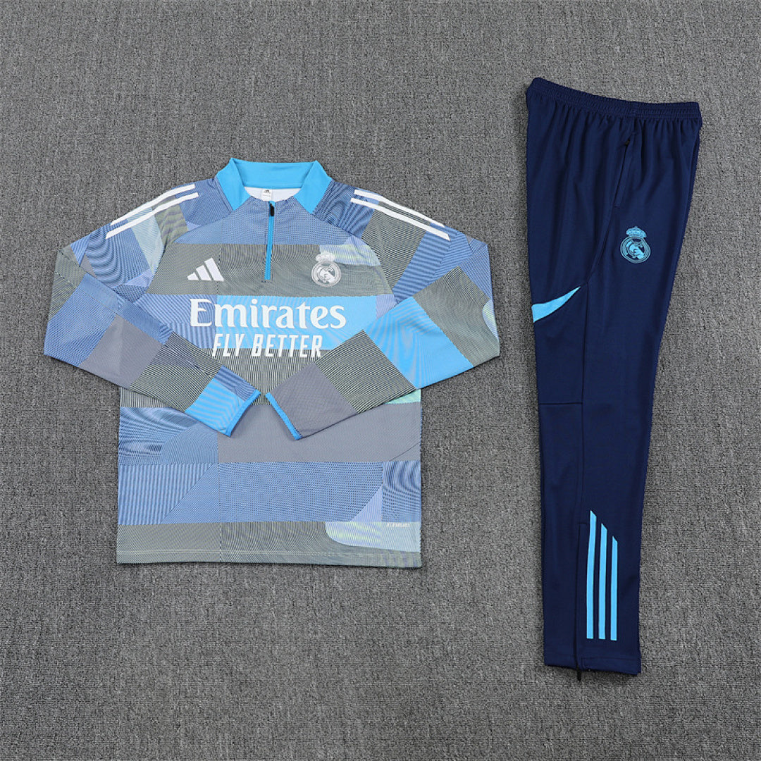 /26 Real Madrid Light Blue Half Pull Training Suit (Adults&amp;Kids)7