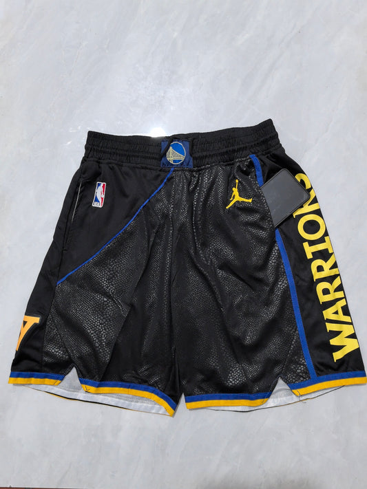 Warriors Black Pocket NBA Shorts S-XXL