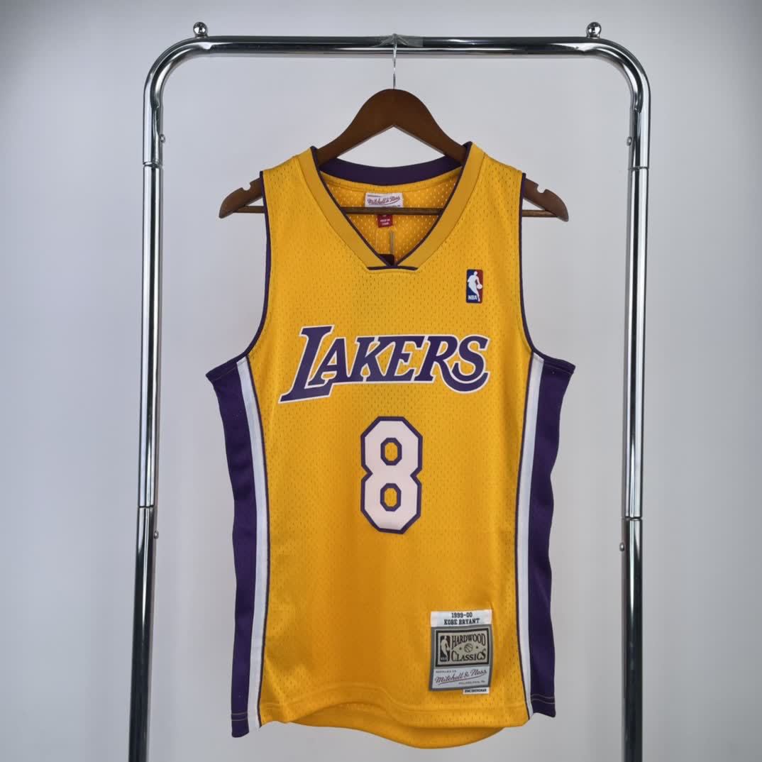 MN Heat Pressed Vintage Jersey: SW Lakers 99/00 V-neck Yellow 8 # Kobe