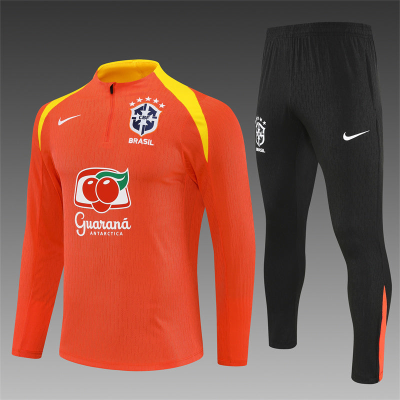 2025/26 Brazil Orange Half Pull Training Suit (Adults&amp;Kids)