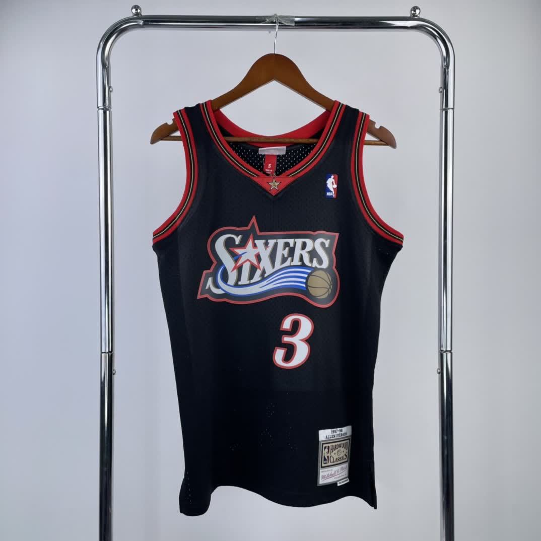 MN Heat Pressed Vintage Jersey: SW 76ers 97/98 Season Black 3 # Everson