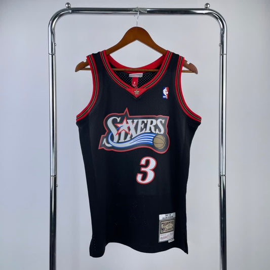 MN Heat Pressed Vintage Jersey: SW 76ers 97/98 Season Black 3 # Everson
