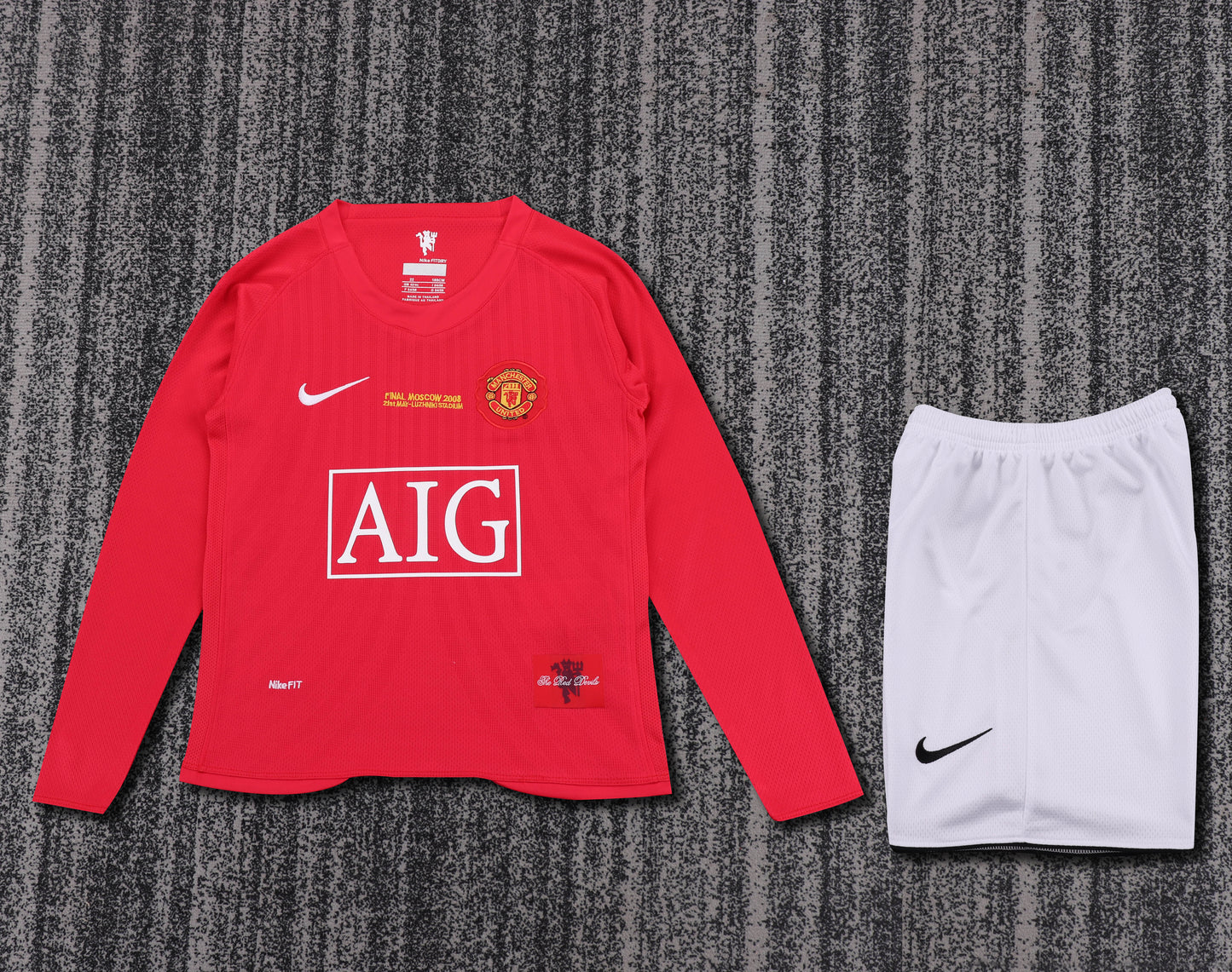Retro Kids 2007/08 Manchester United home Champions League edition long sleeved&amp;Size16~28