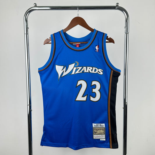 MN retro hot press jersey SW: Wizards 01/02 season blue 23 # Jordan S-XXL
