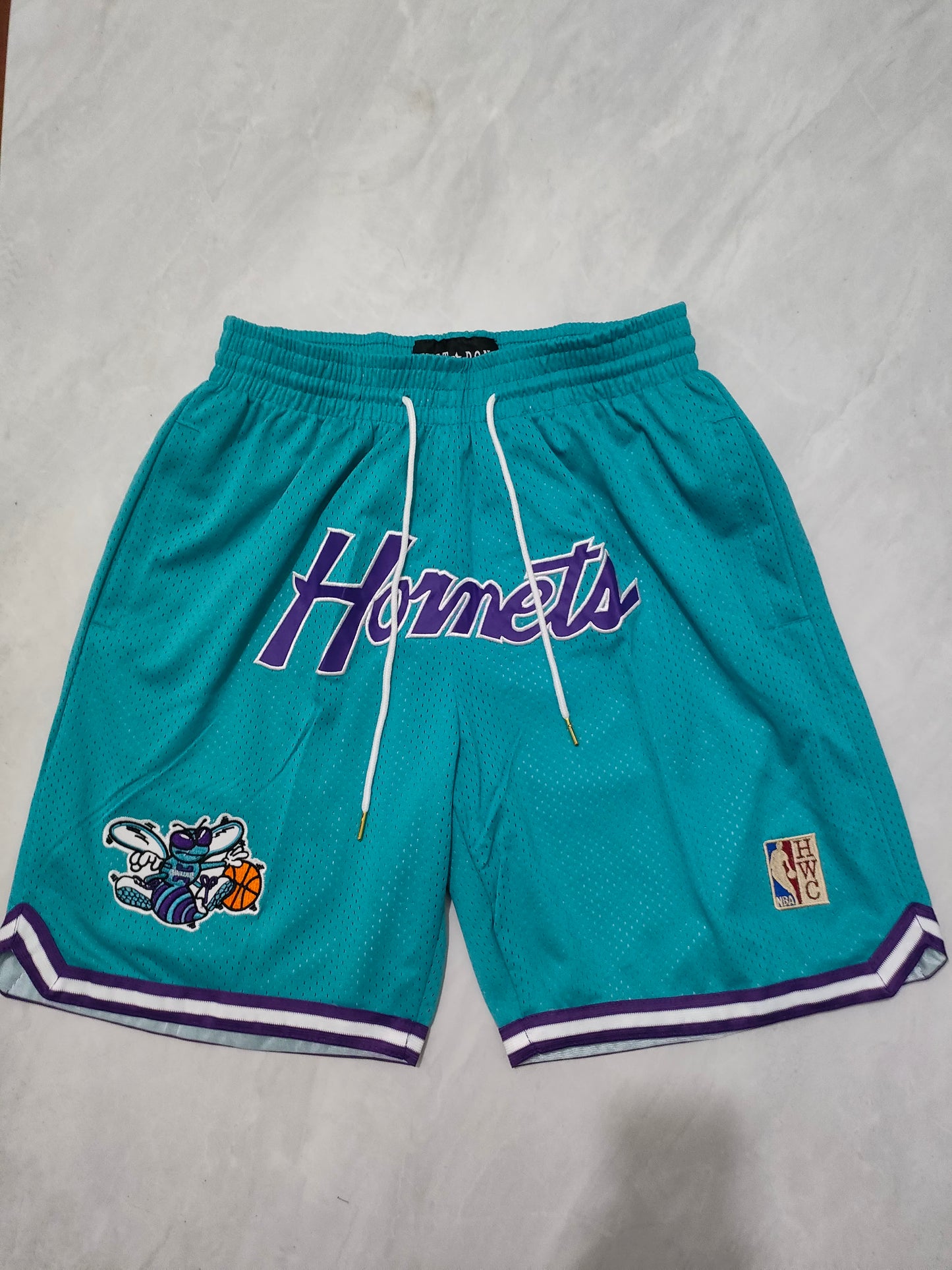 NBA Hornets light green retro pocket shorts S-XXL