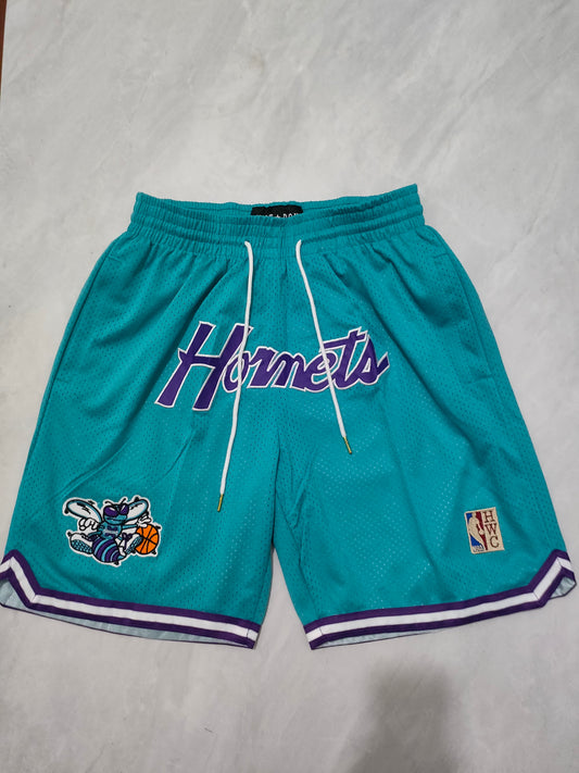 NBA Hornets light green retro pocket shorts S-XXL