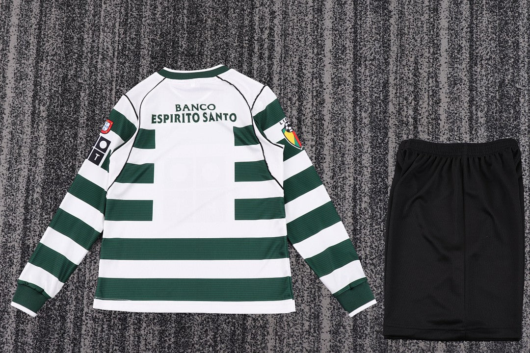 Retro Kids 2001/03 Lisbon Sporting Home Long sleeved Football Shirt&amp;Size16-288