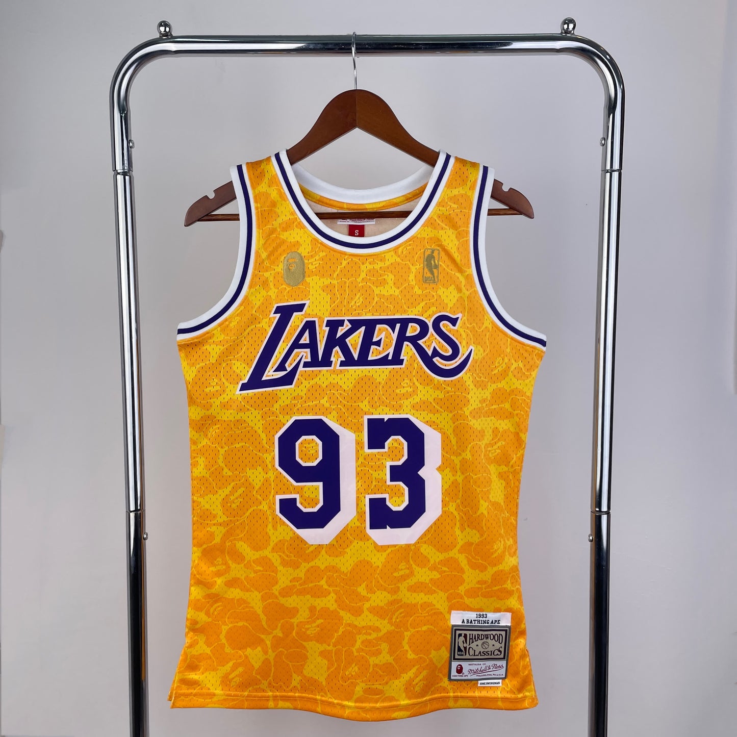 BAPE × M&N joint jersey: Lakers Yellow 93