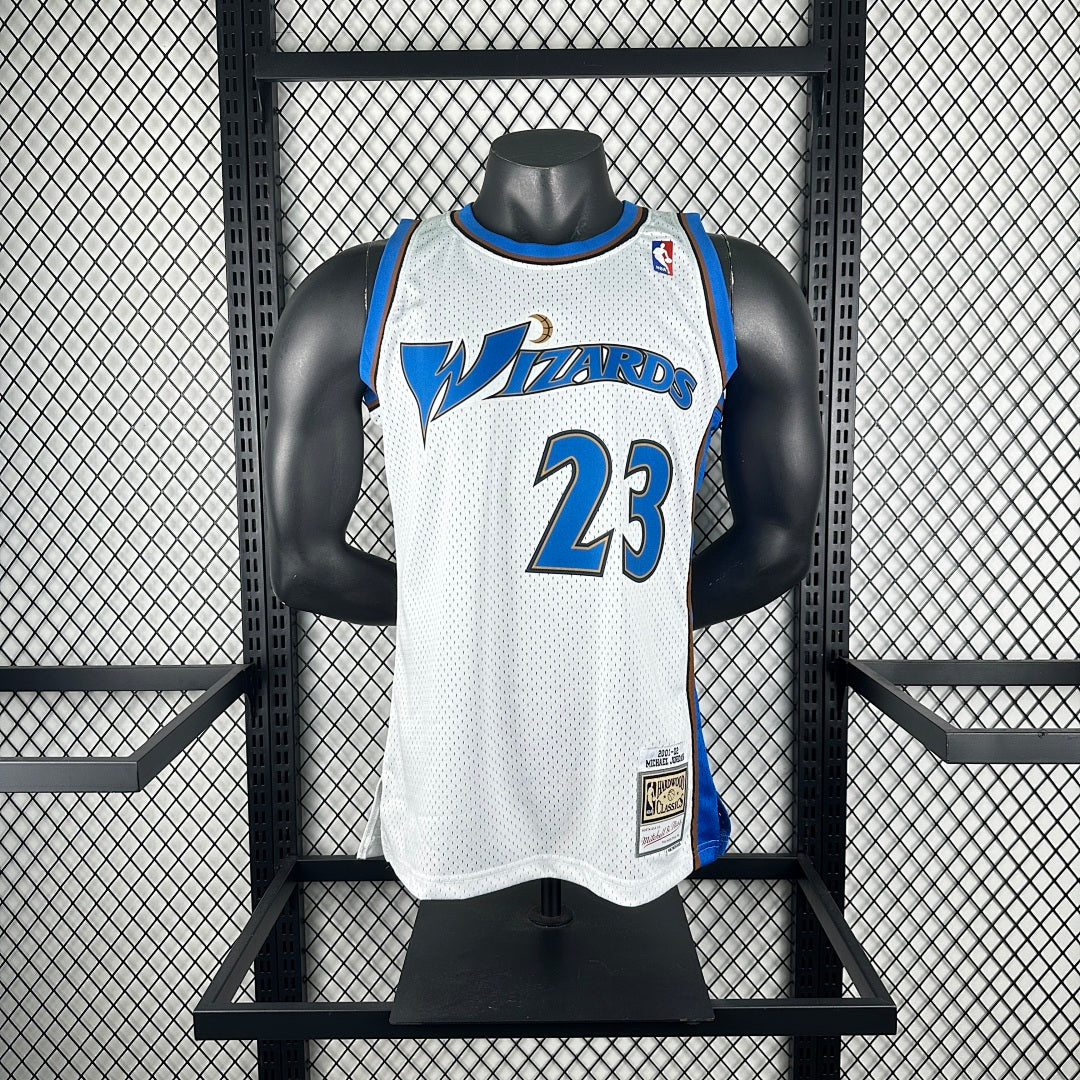 MN retro hot press jersey SW: Wizards 01/02 season white 23 # Jordan S-XXL7