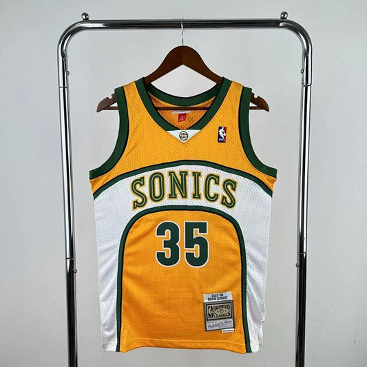 MN retro hot press jersey SW: Heat SuperSonics 07/08 season yellow 35 # Durant NBA Jersey S-XXL7