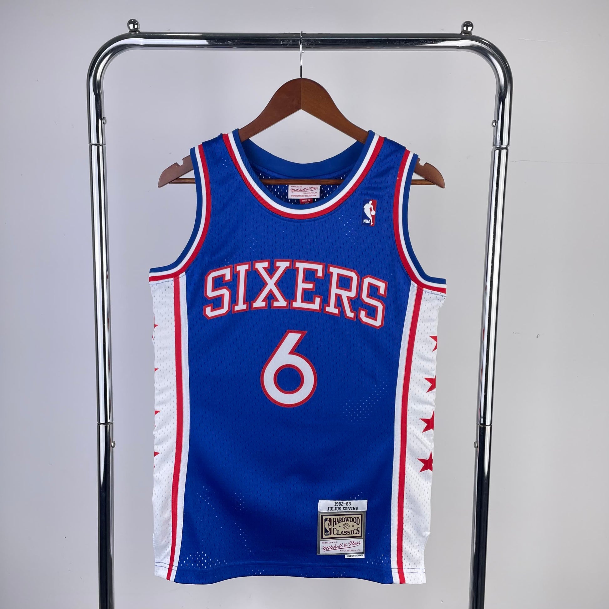 MN Heat Pressed Vintage Jersey: SW 76ers 82/83 Season Blue 6 # Juliet ERVING