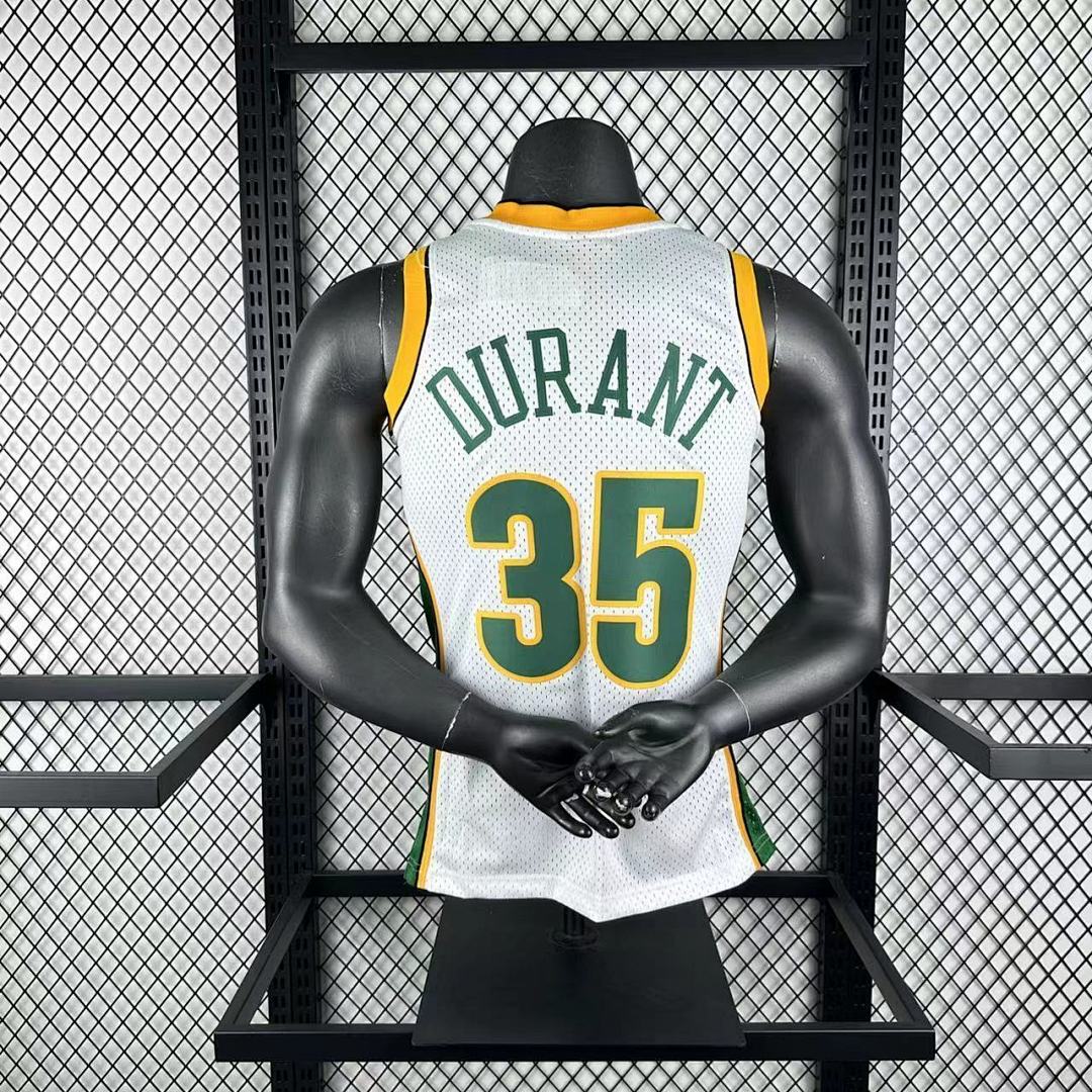 MN retro hot press jersey SW: Heat SuperSonics 07/08 season white 35 # Durant NBA Jersey S-XXL7