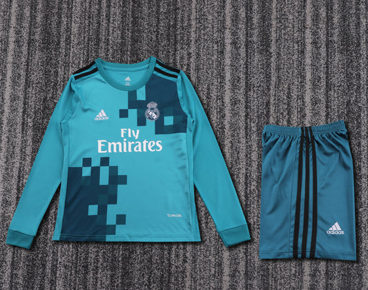 Retro Kids 2017/18 Real Madrid Second away Long sleeved&amp;Size16~28