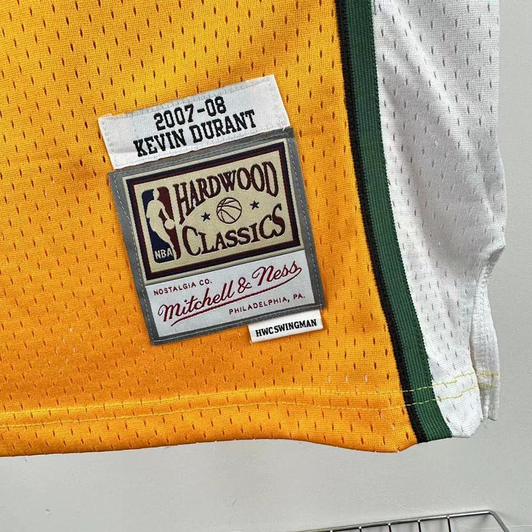 MN retro hot press jersey SW: Heat SuperSonics 07/08 season yellow 35 # Durant NBA Jersey S-XXL7