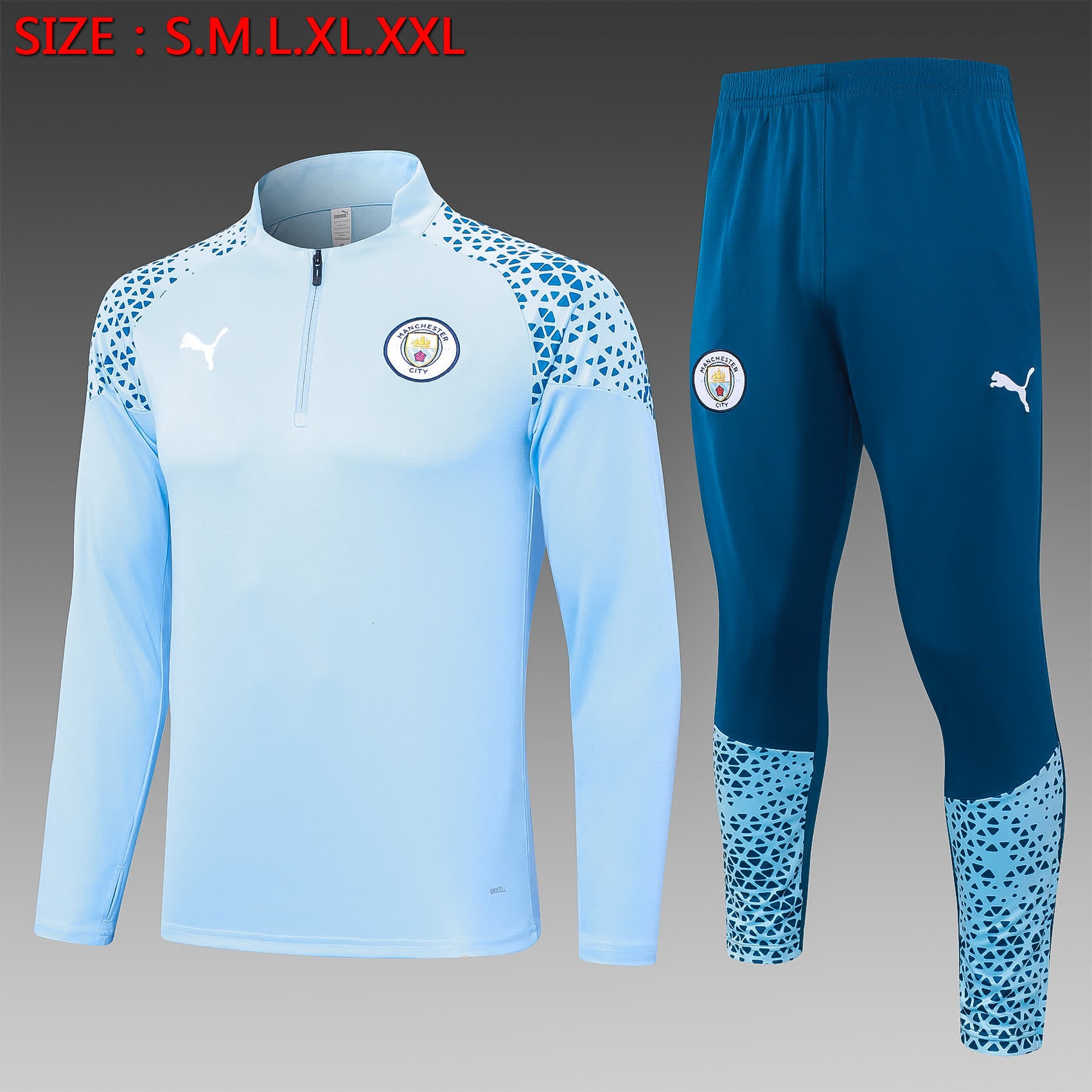 23/24 Half pull Manchester City Light Blue