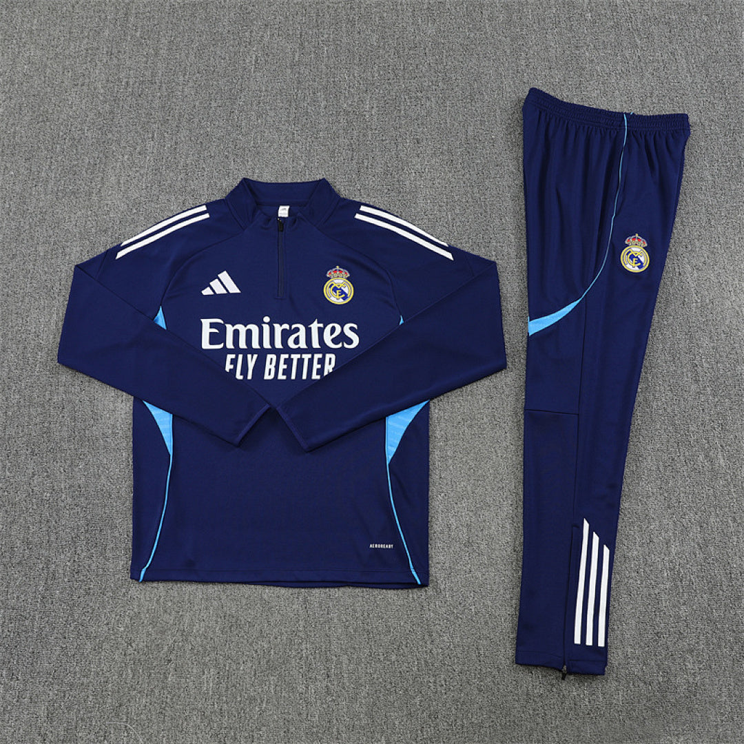 /26 Real Madrid Royal Blue Half Pull Training Suit (Adults&amp;Kids)7