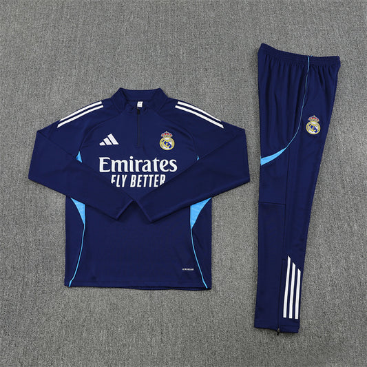 /26 Real Madrid Royal Blue Half Pull Training Suit (Adults&amp;Kids)7