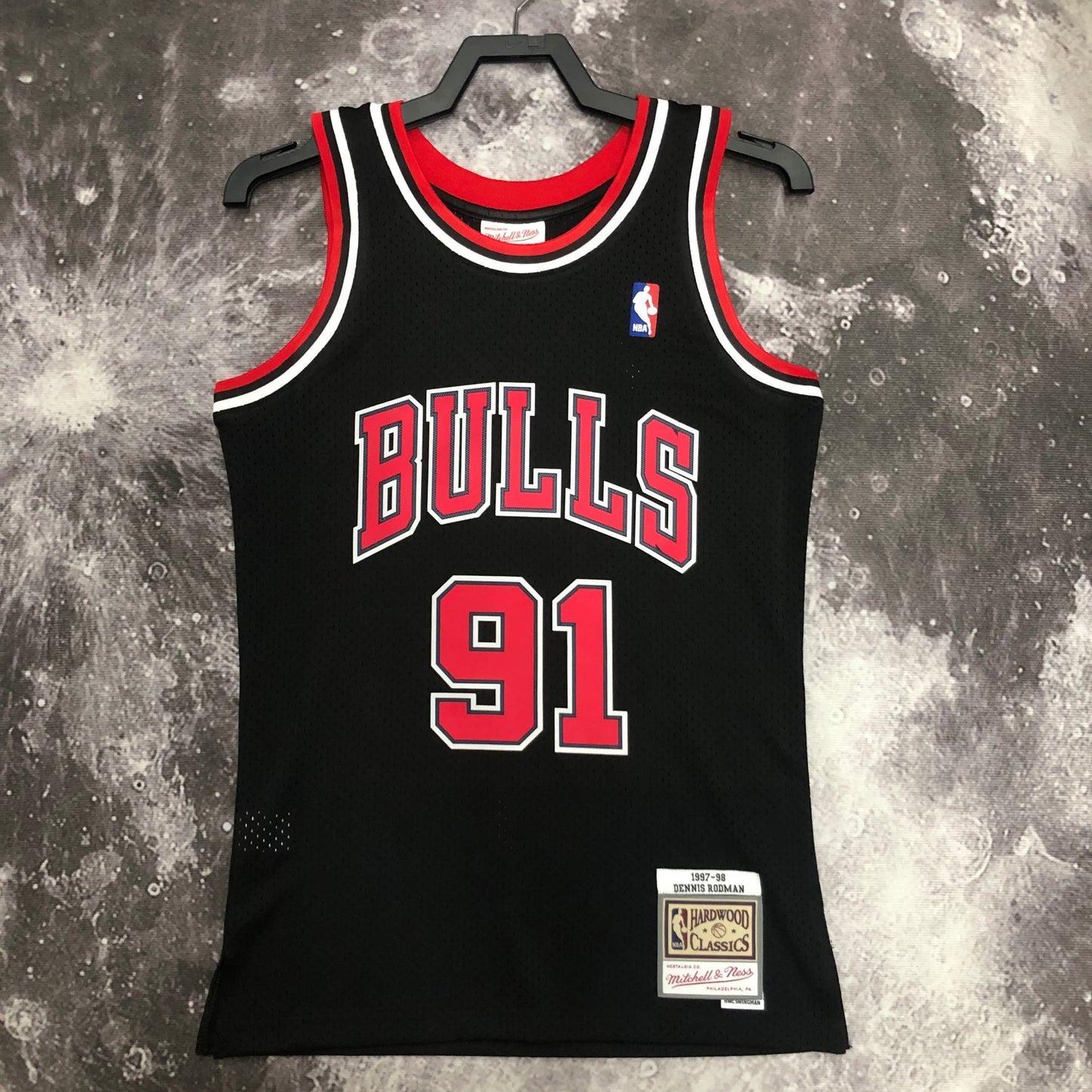 MN hot-pressed vintage jersey: SW Bulls 98 season black 91 Rodman