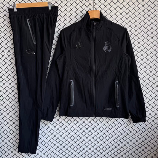 2025/26 Real Madrid Black Windbreaker Set S-XXL