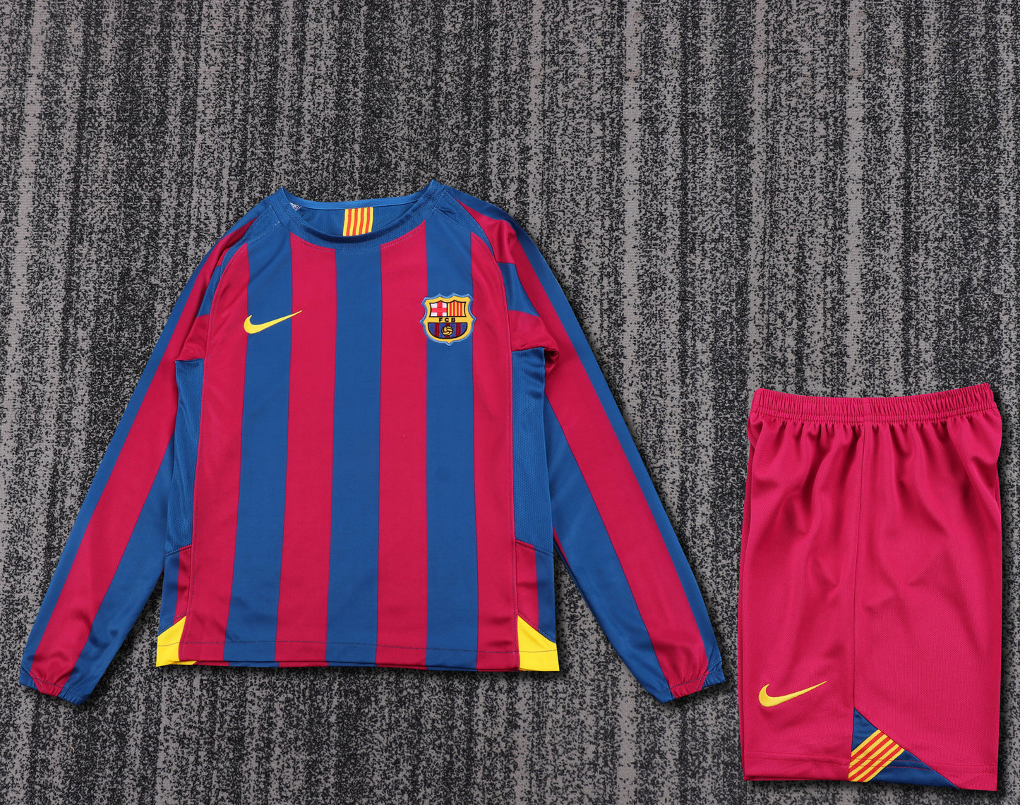 Retro Kids 2005/06 Barcelona home long sleeved&amp;Size16-28