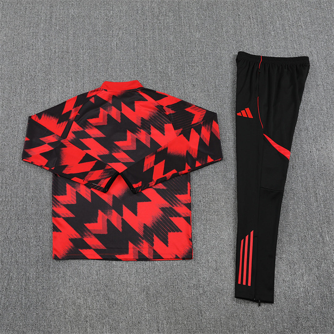/26 Manchester United Red Black Half Pull Training Suit (Adults&amp;Kids)8