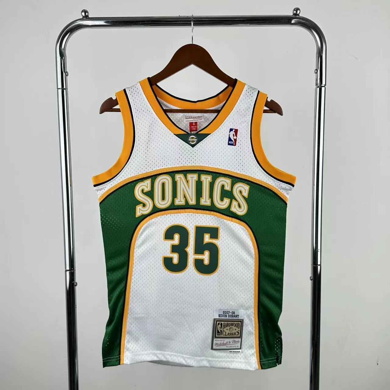 MN retro hot press jersey SW: Heat SuperSonics 07/08 season white 35 # Durant NBA Jersey S-XXL