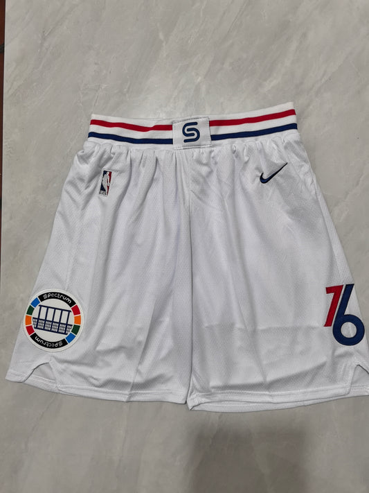 25th 76ers White City Edition NBA Shorts S-XXL