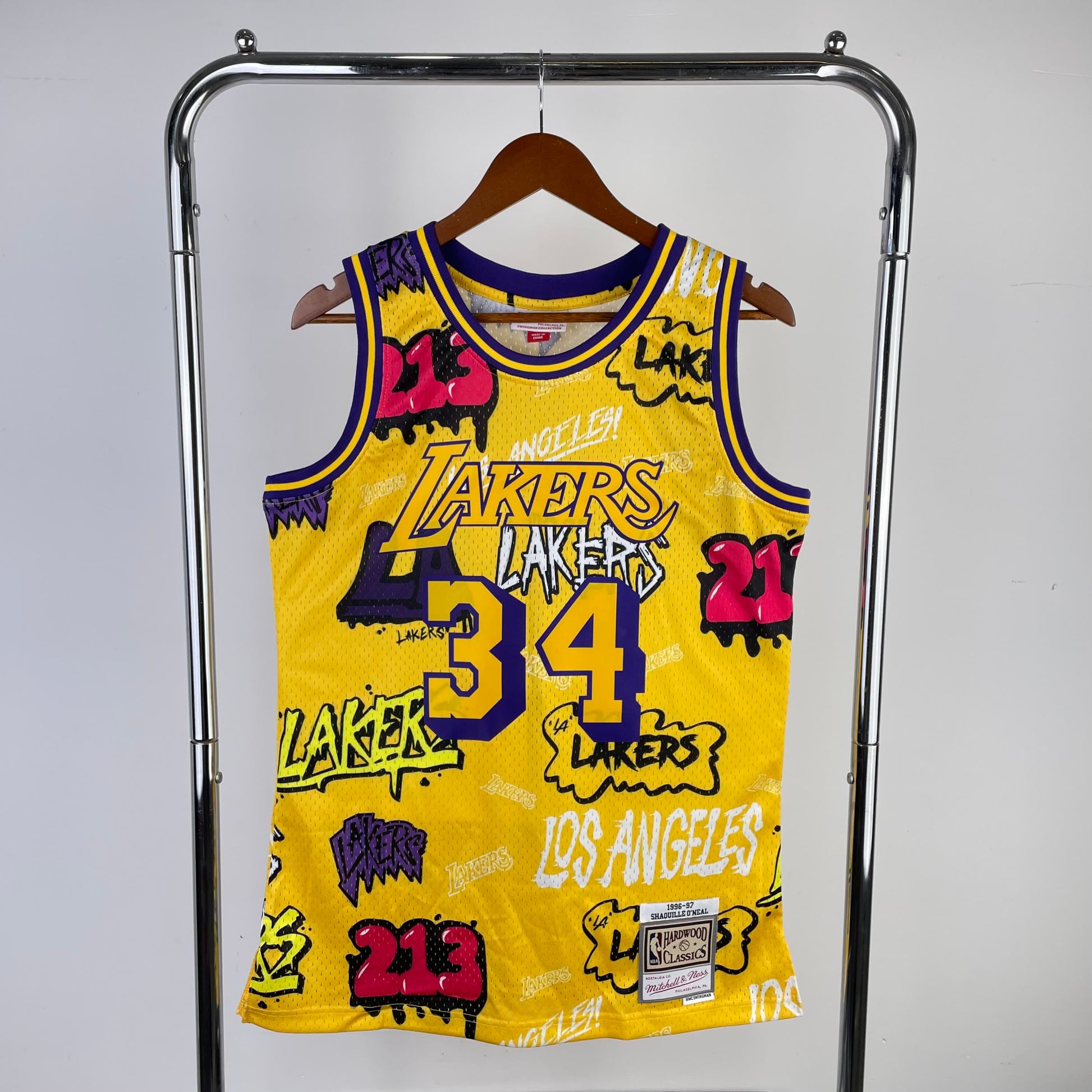 MN Heat Pressed Retro NBA Jersey: SW Lakers' 96/97 Season 34 # O'Neal