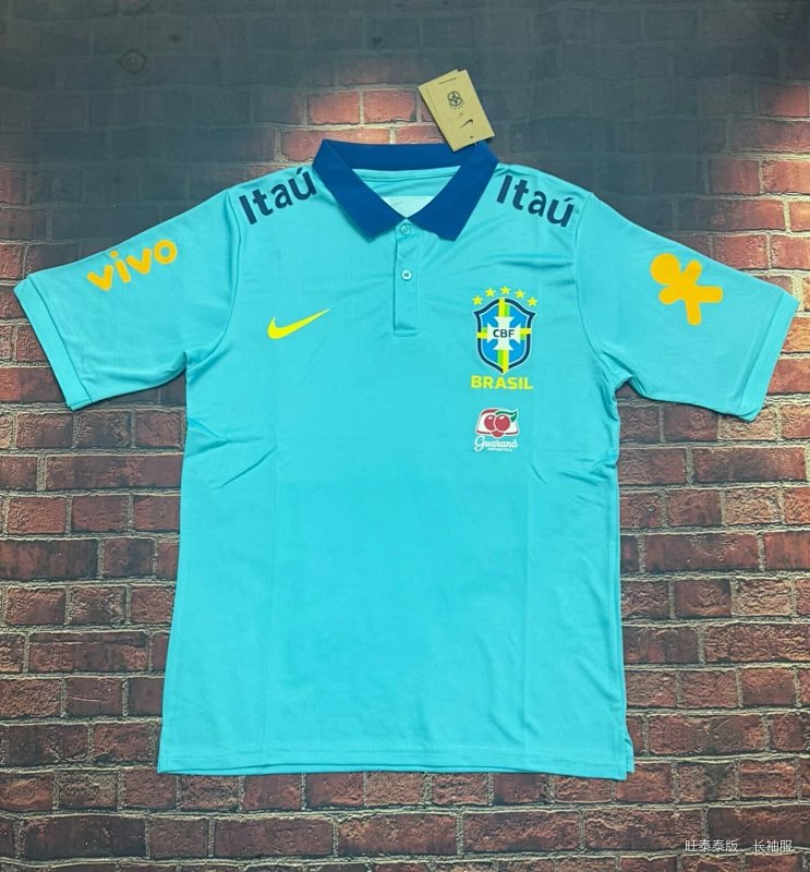 /27 Brazil Polo T-shirt Blue Yupoo Soccer Jerseys S-XXL2