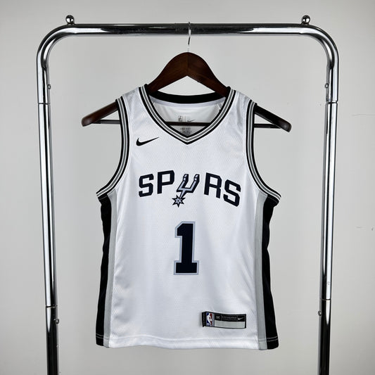 NBA Kids Spurs White No.1 # WEMBANYAMA