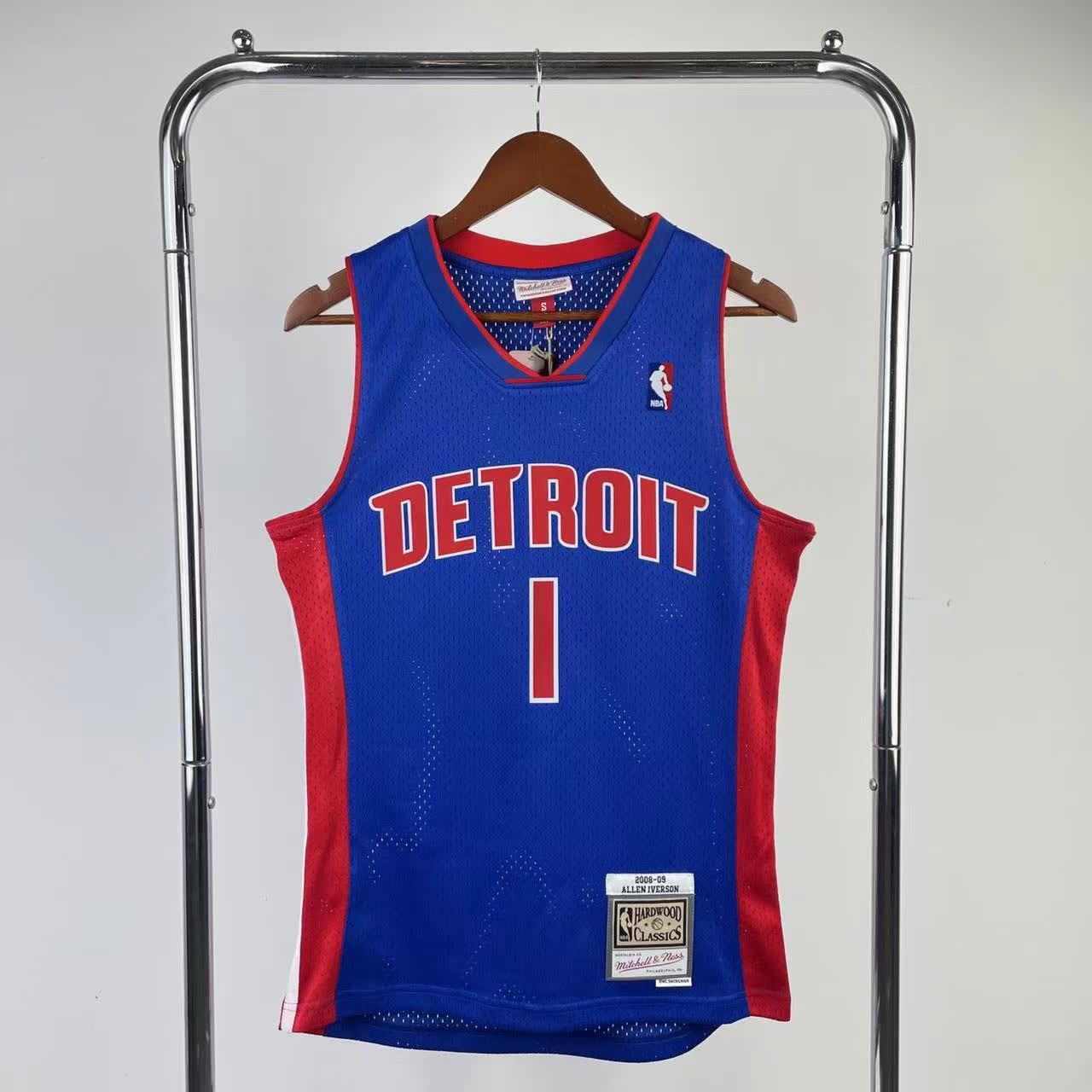 MN Fan Edition Hot Pressed Vintage Jersey: The Pistons' 2008/09 Season Blue No.1 Everson
