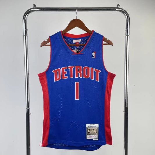 MN Fan Edition Hot Pressed Vintage Jersey: The Pistons' 2008/09 Season Blue No.1 Everson