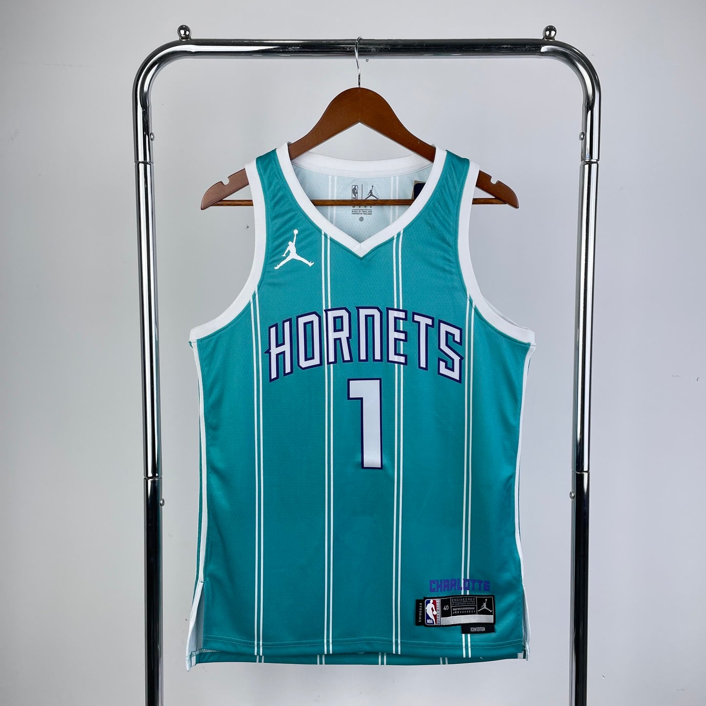 23rd season Charlotte Hornets away blue 1 # Ball