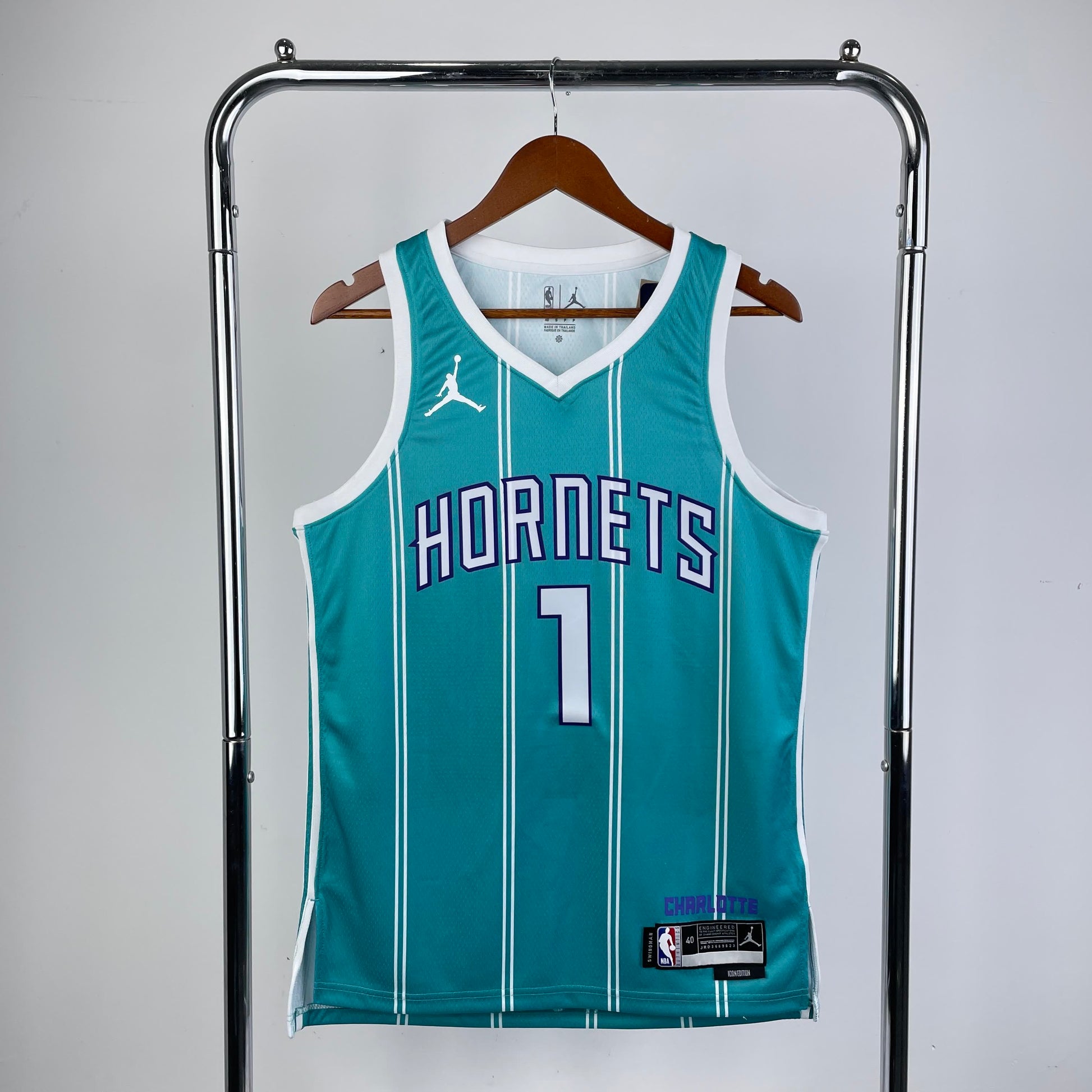 23rd season Charlotte Hornets away blue 1 # Ball