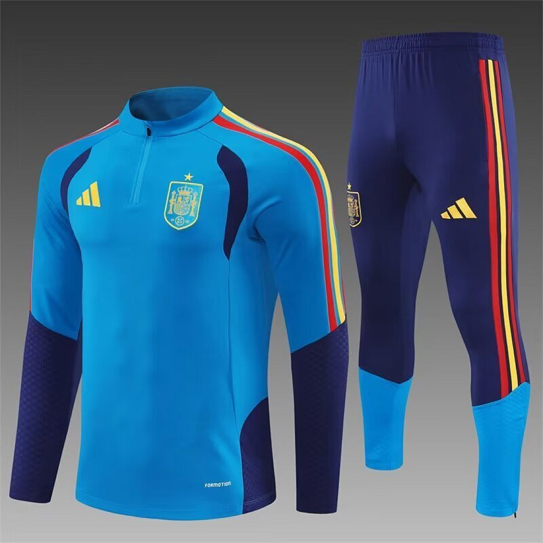 /27 Spain Hu Blue Half Pull Training Suit Yupoo Soccer Jerseys (Adults&amp;Kids)7