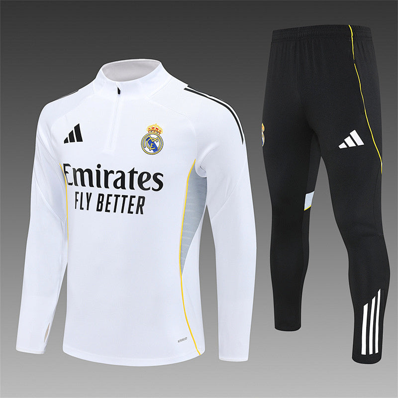 /26 Real Madrid White Half Pull Training Suit (Adults&amp;Kids)7