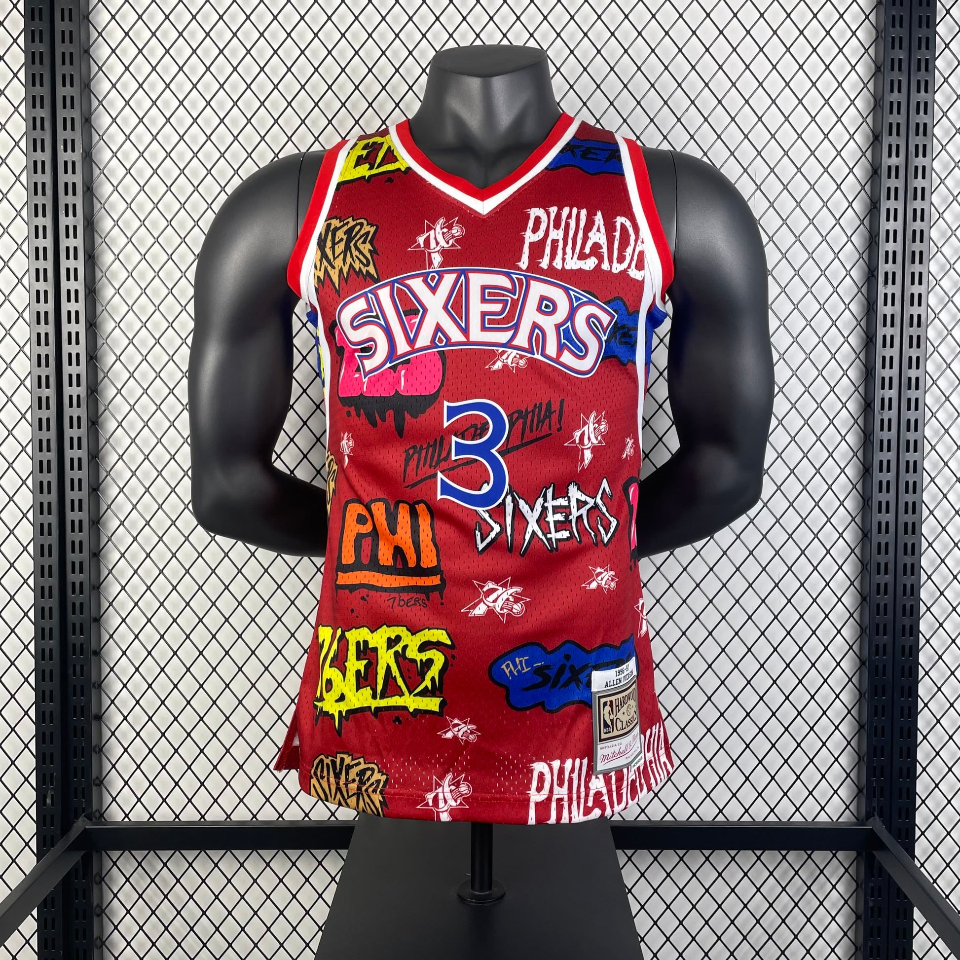 MN Heat Pressed Vintage Jersey: SW 76ers 96/97 Season Graffiti 3 # Everson