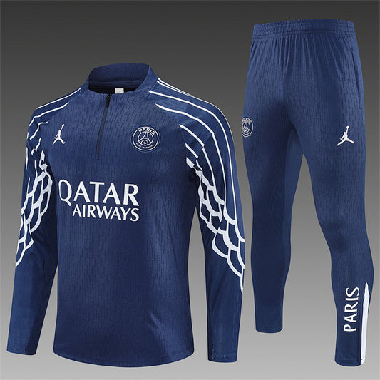 /26 Jordan PSG Royal Blue [Champions League Edition] Half Pull Training Suit (Adults&amp;Kids)7